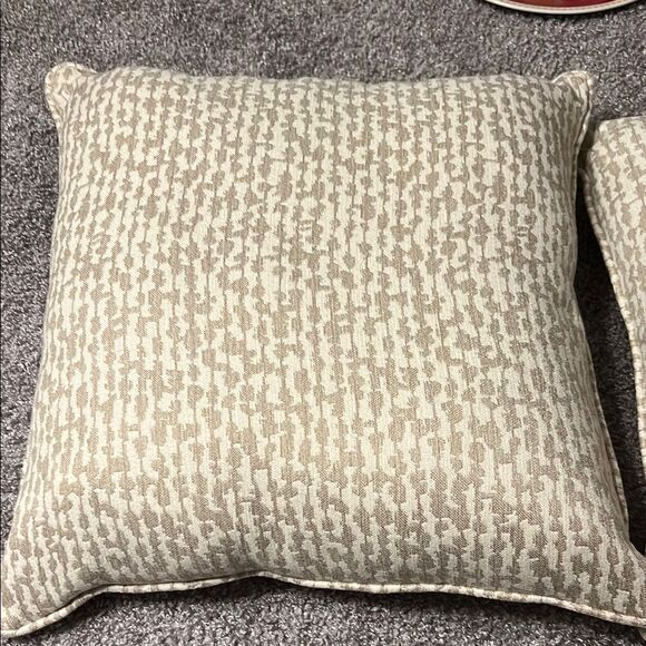 Textured Cream and Tan Throw Pillow - Picture 1 of 4